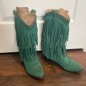 smokey mountain boots turquoise fringe studded leather suede cowgirl boots teal